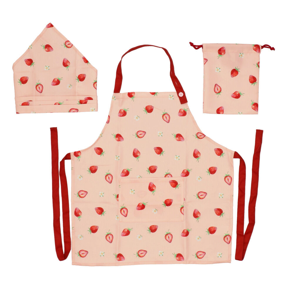 BACKYARD FAMILY「エプロン キッズ 3点 通販 120 130 140 150 l サイズ 120-150cm m」|その他|ピンク1