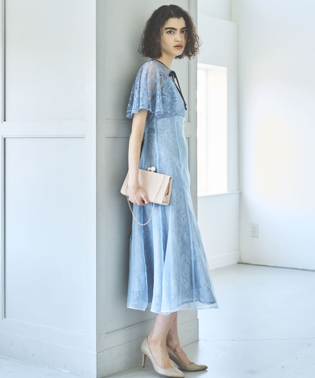 アンドクチュール「レースオーバーオーガンレイヤードレス」|ドレス|