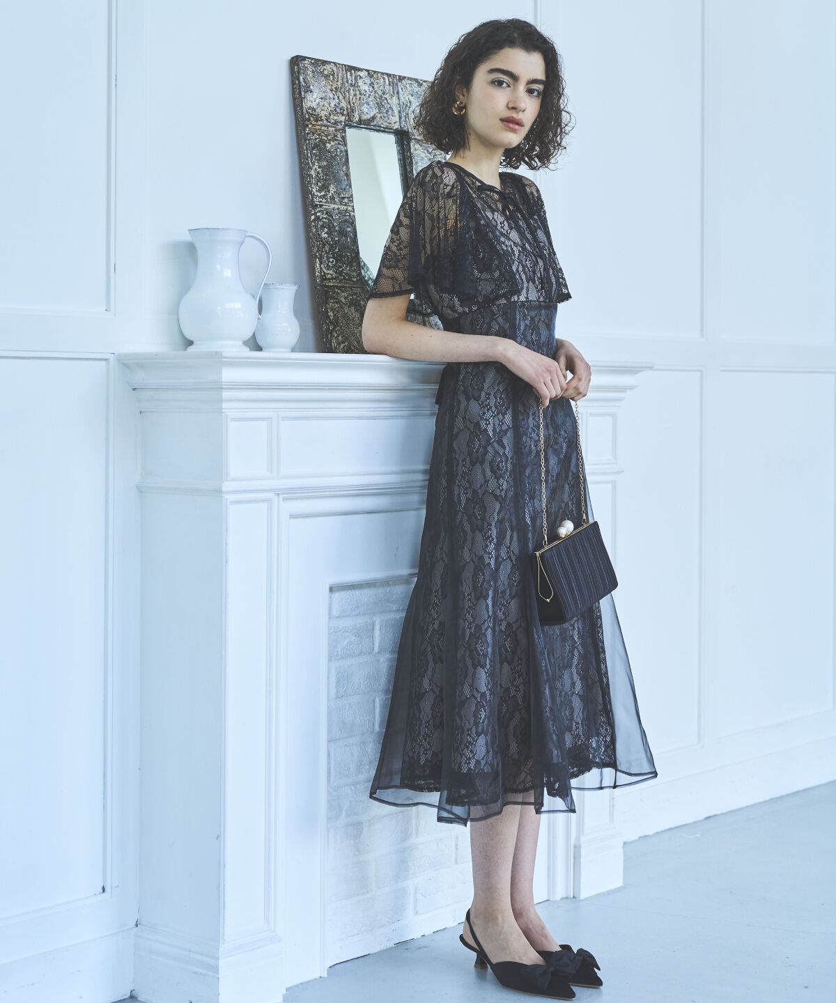 アンドクチュール「レースオーバーオーガンレイヤードレス」|ドレス|