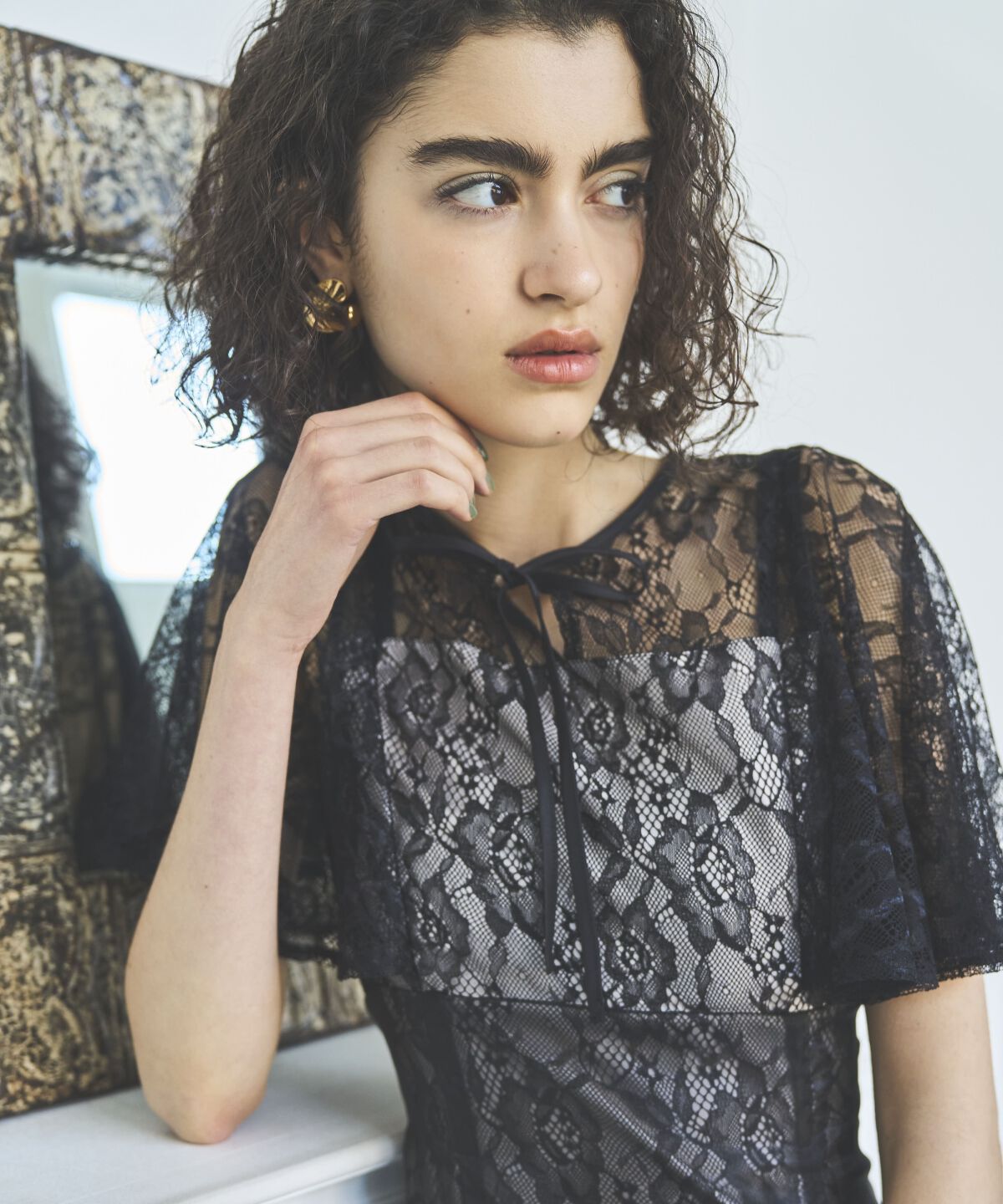 アンドクチュール「レースオーバーオーガンレイヤードレス」|ドレス|