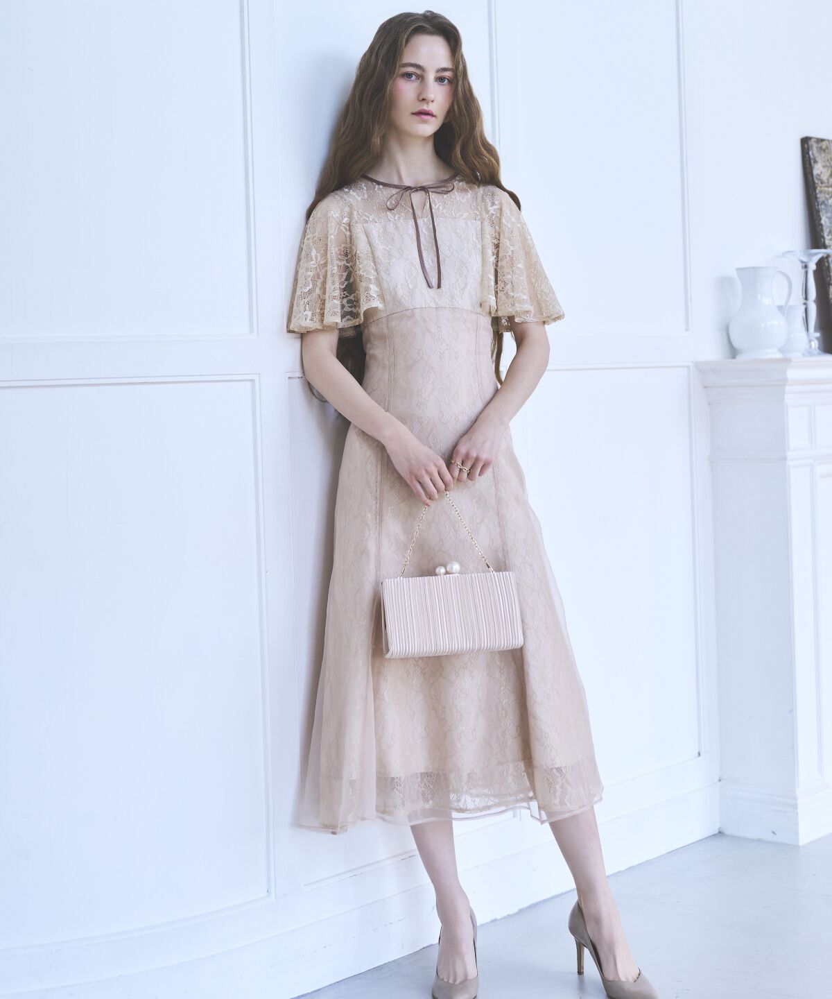 アンドクチュール「レースオーバーオーガンレイヤードレス」|ドレス|