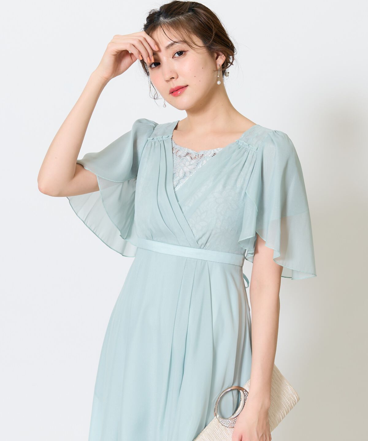 アンドクチュール「カシュクールレースレイヤードドレス」|ドレス|