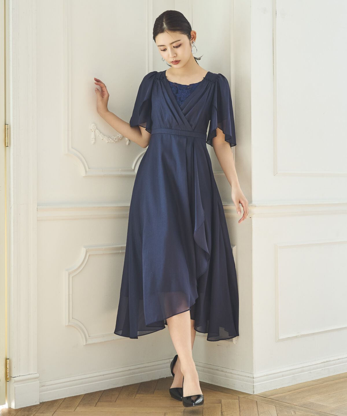 アンドクチュール「カシュクールレースレイヤードドレス」|ドレス|