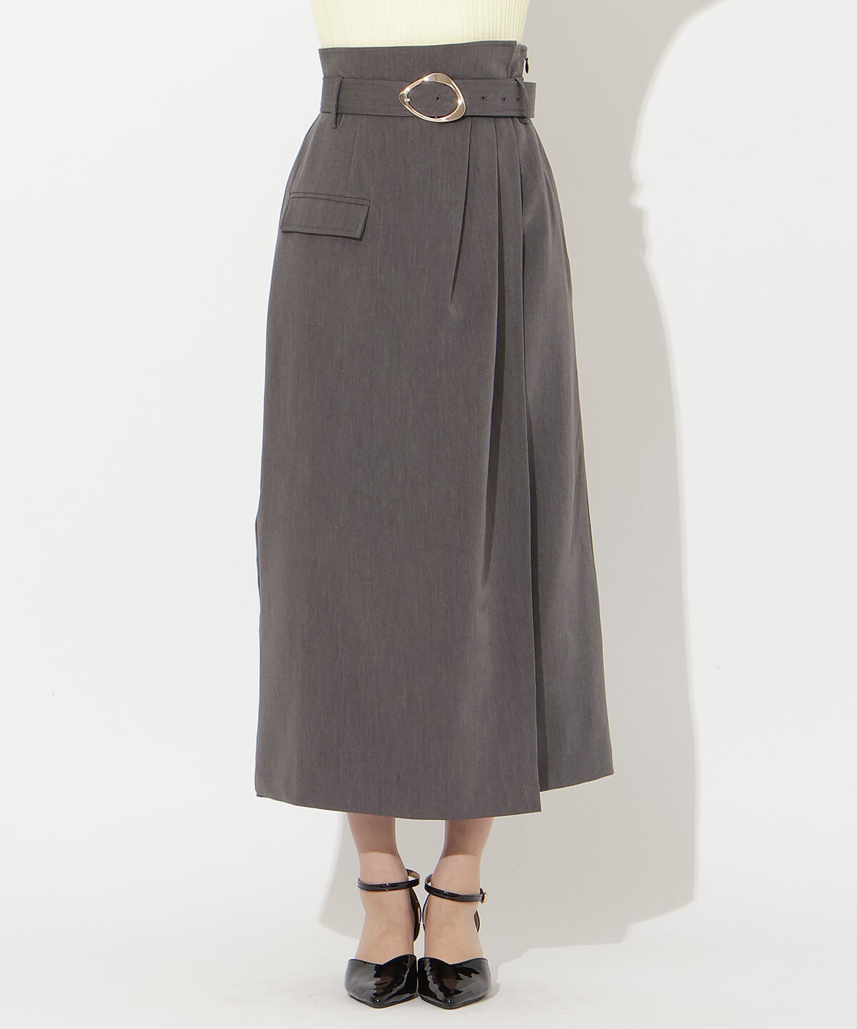 アンドクチュール「タックストレートスカート」|タイト|