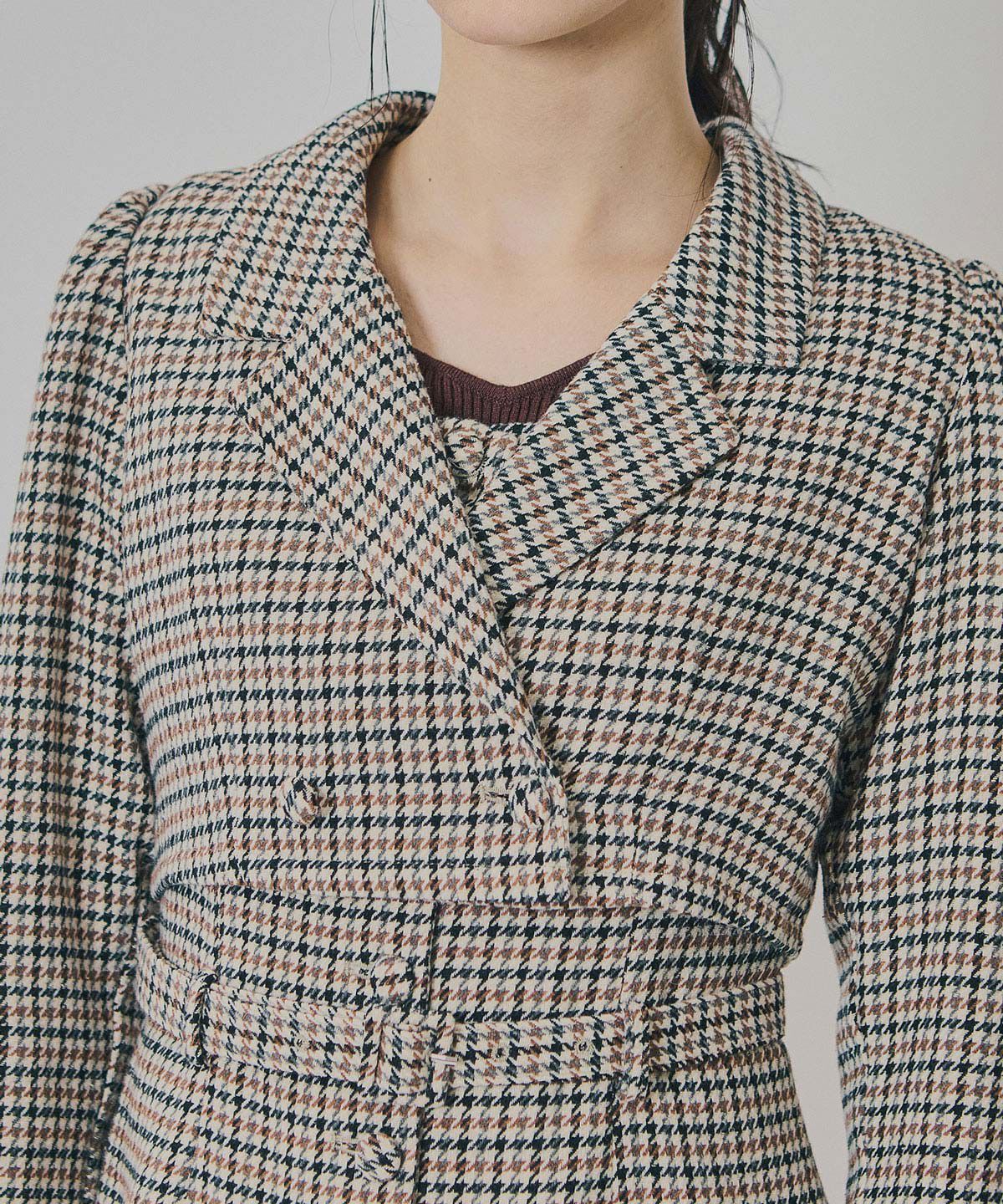 REDYAZEL「ハウンドトゥースショートジャケット&times;ミニワンピース」|ワンピース|