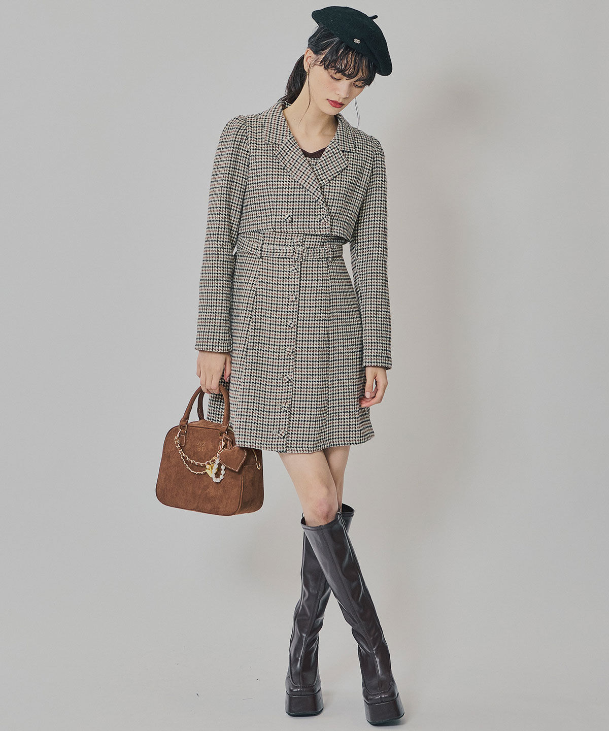 REDYAZEL「ハウンドトゥースショートジャケット&times;ミニワンピース」|ワンピース|