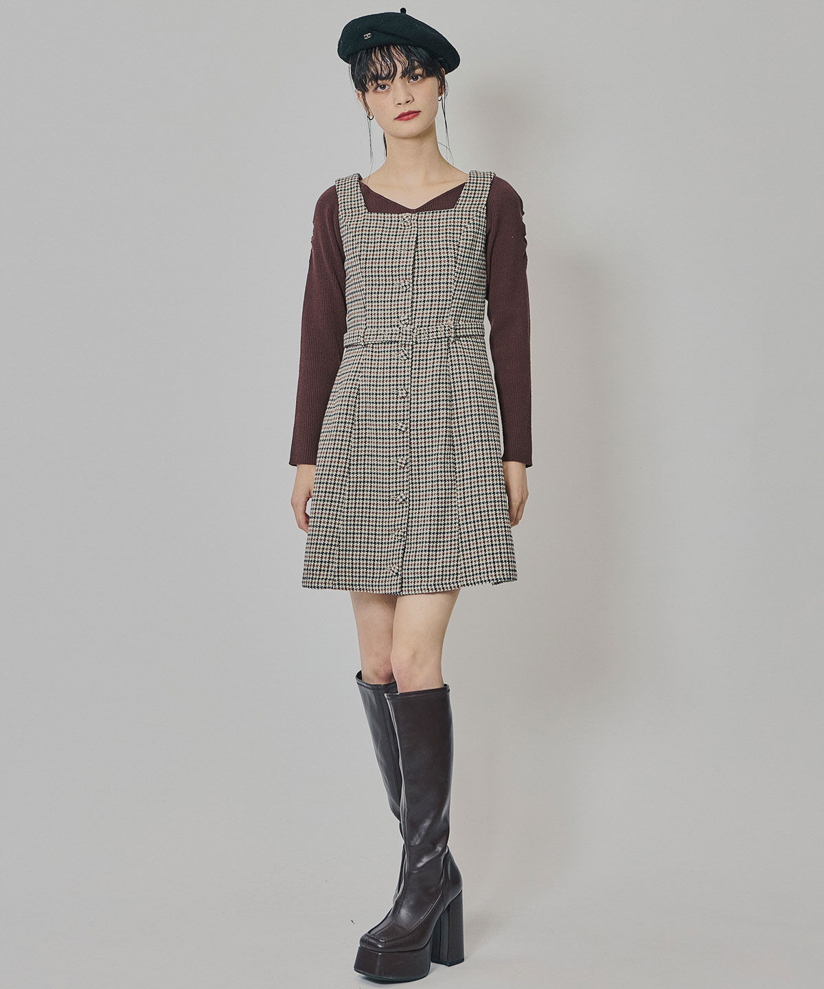 REDYAZEL「ハウンドトゥースショートジャケット&times;ミニワンピース」|ワンピース|