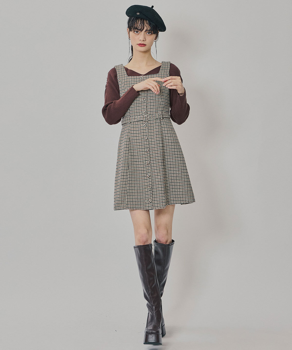 REDYAZEL「ハウンドトゥースショートジャケット&times;ミニワンピース」|ワンピース|