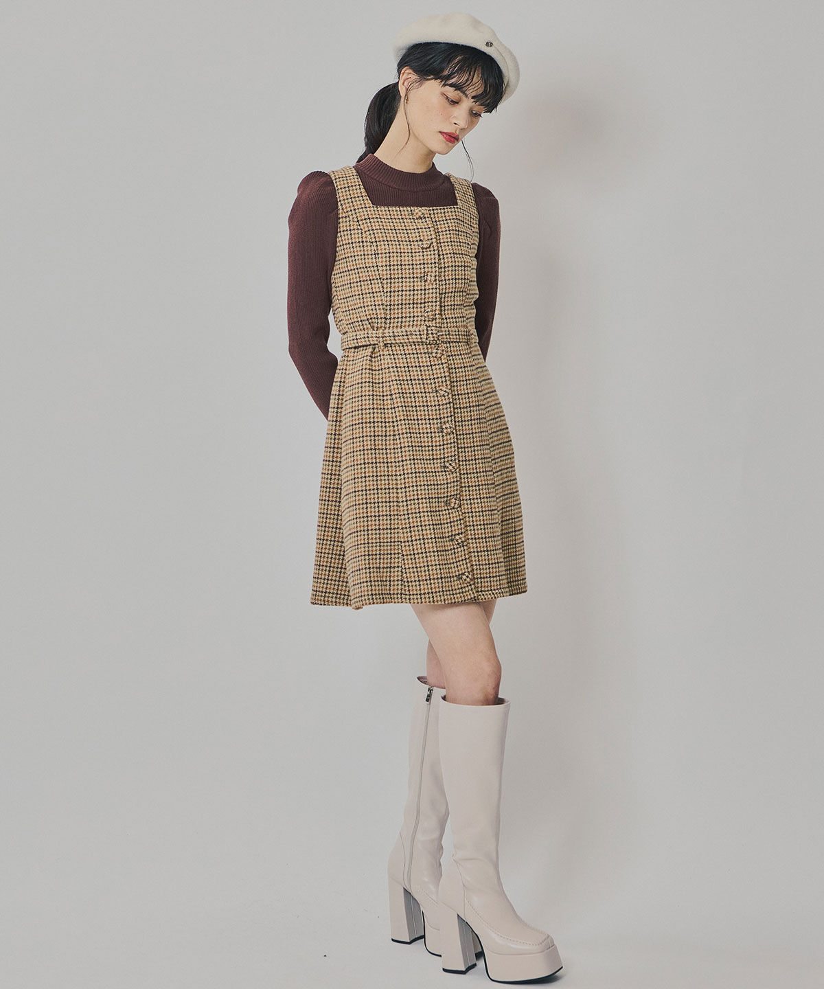REDYAZEL「ハウンドトゥースショートジャケット&times;ミニワンピース」|ワンピース|