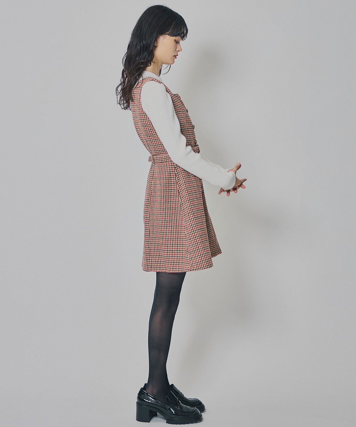 REDYAZEL「ハウンドトゥースショートジャケット&times;ミニワンピース」|ワンピース|