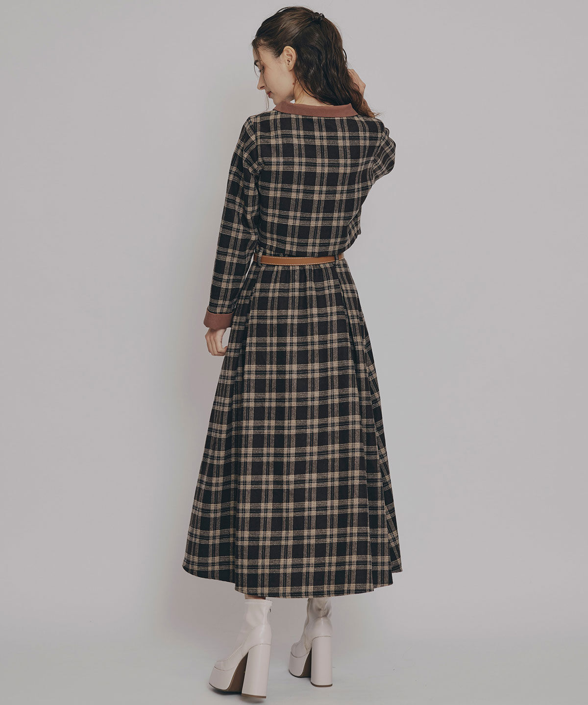 REDYAZEL「クラシカルチェックコンパクトシャツ&times;ロングスカートセットアップ」|ワンピース|