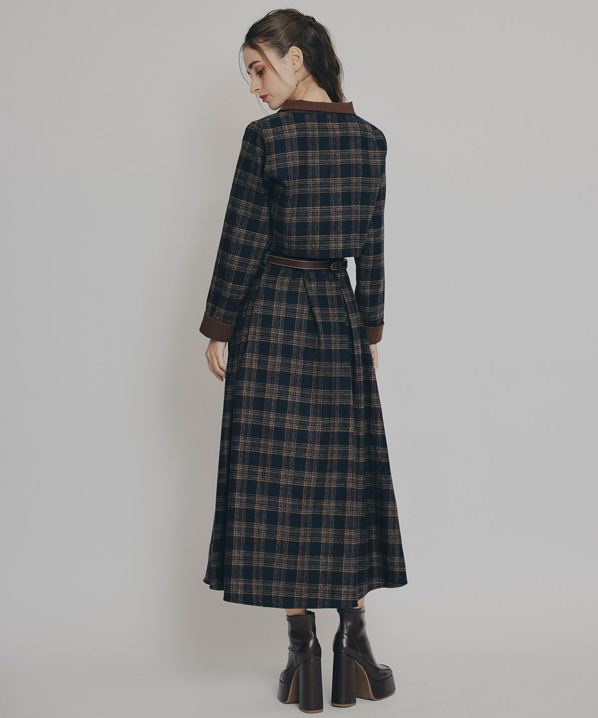 REDYAZEL「クラシカルチェックコンパクトシャツ&times;ロングスカートセットアップ」|ワンピース|