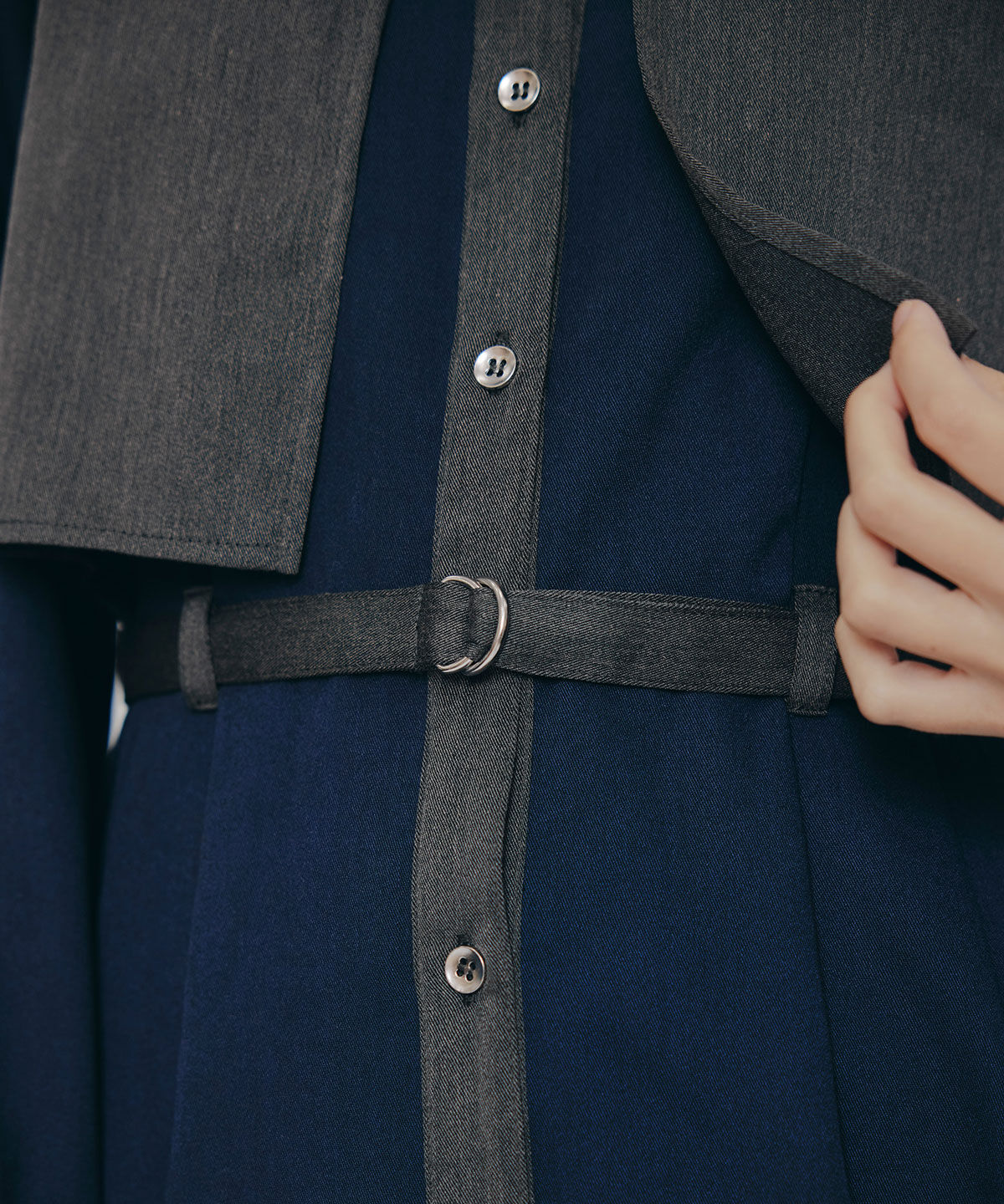 REDYAZEL「カラーブロッキングシャツロングフレアワンピース」|ワンピース|