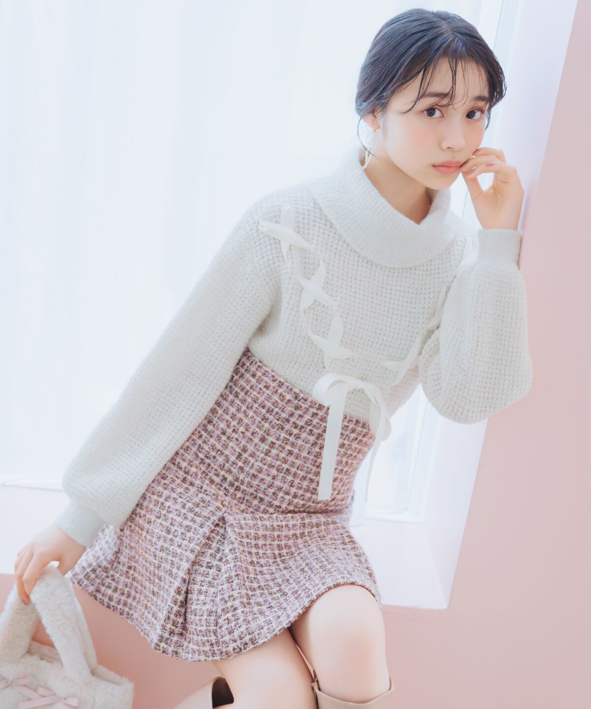 WILLSELECTION「レースアップタートルニット」|ニット・セーター|