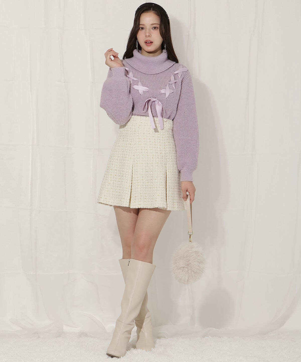 WILLSELECTION「レースアップタートルニット」|ニット・セーター|