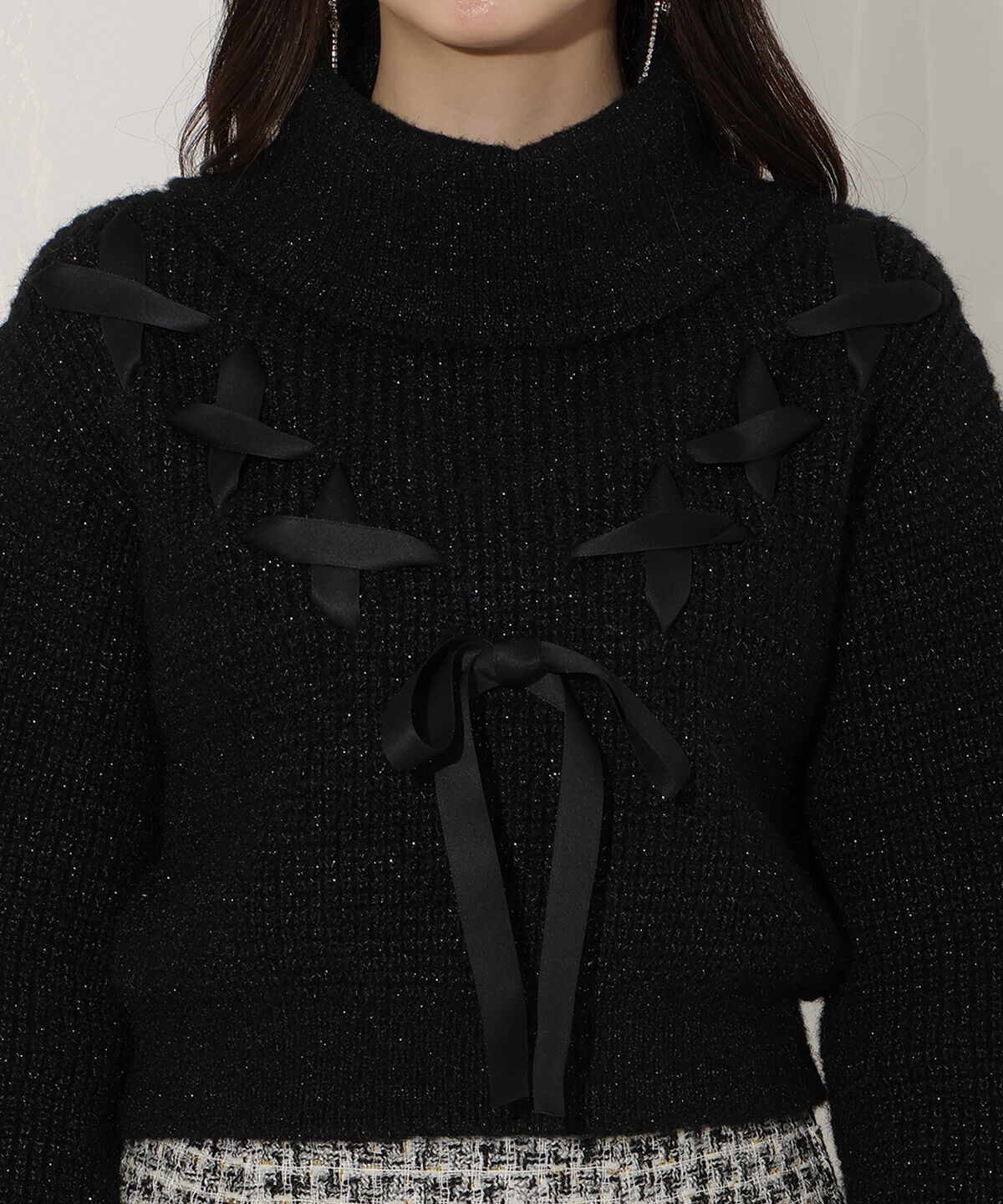 WILLSELECTION「レースアップタートルニット」|ニット・セーター|