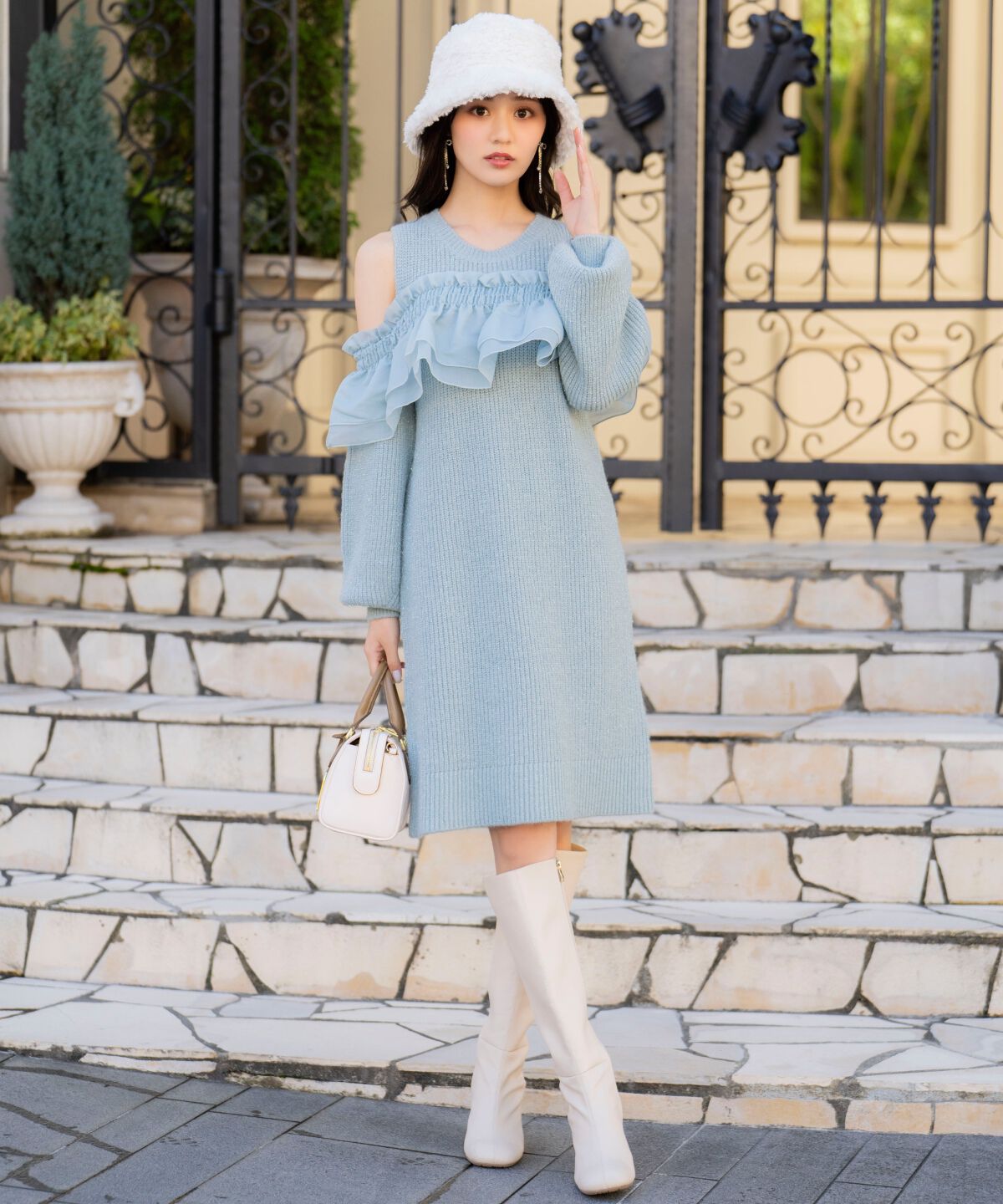 WILLSELECTION「バックリボンオフショルニットワンピース」|ワンピース|