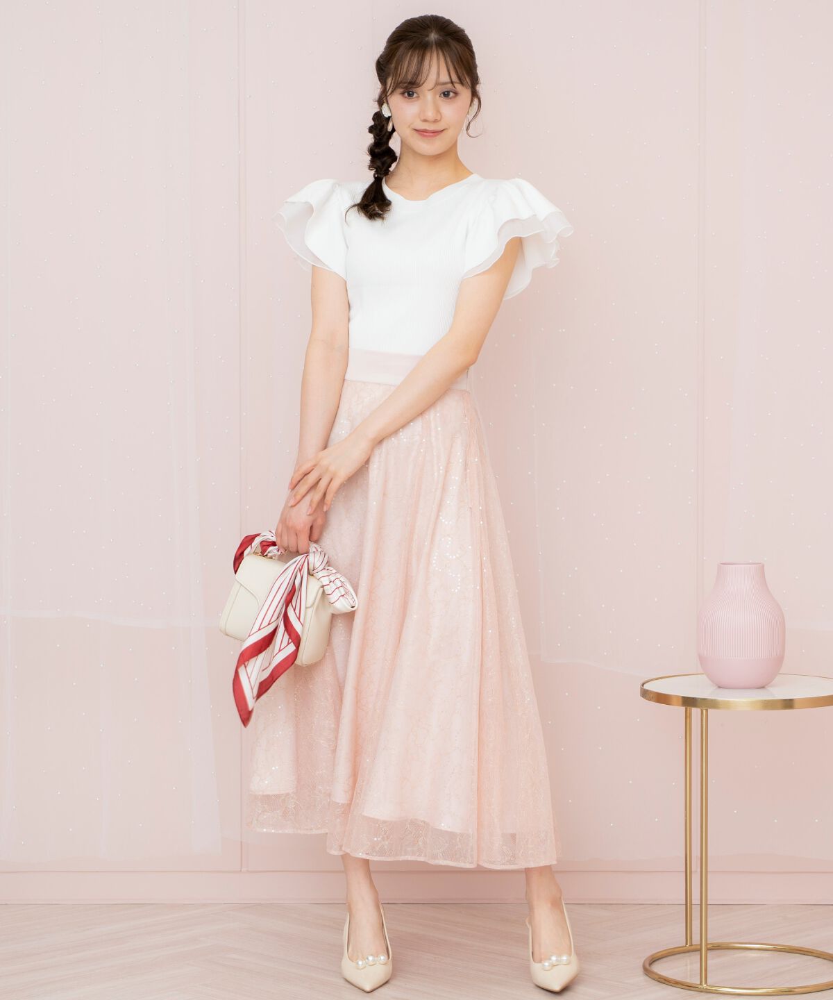 WILLSELECTION「スパンコール付きチュールスカート」|フレア|