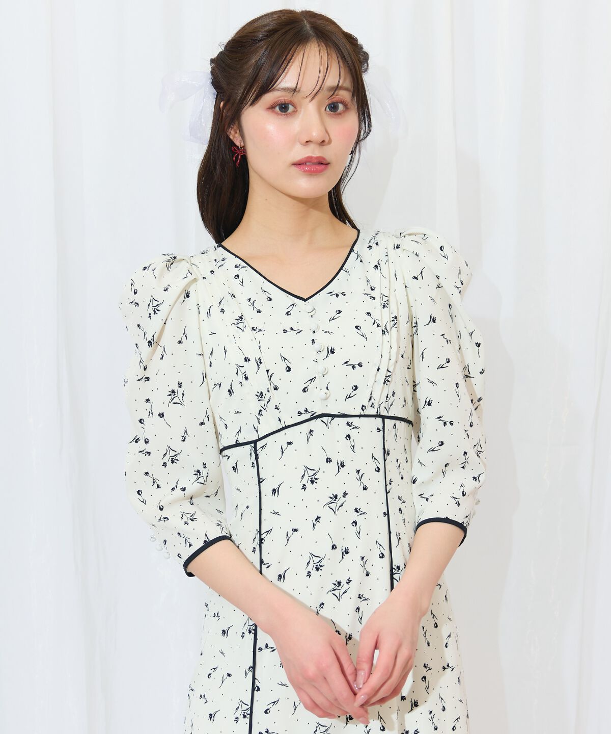 WILLSELECTION「フラワードットパイピングフレアワンピース」|ワンピース|