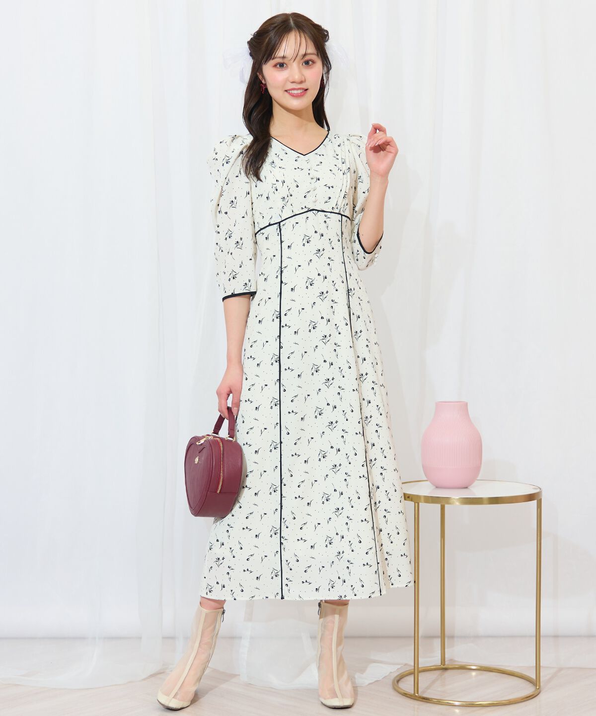 WILLSELECTION「フラワードットパイピングフレアワンピース」|ワンピース|