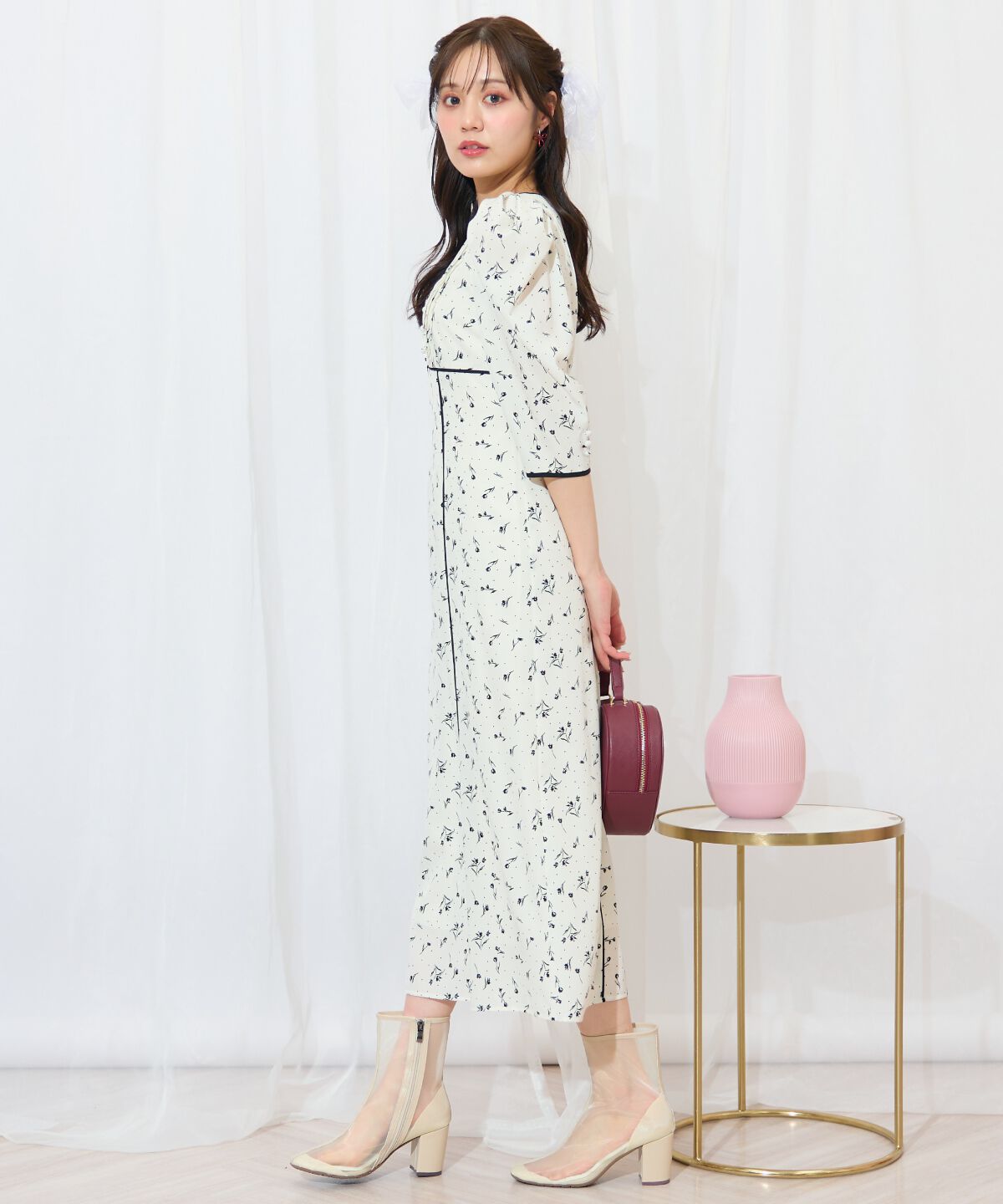 WILLSELECTION「フラワードットパイピングフレアワンピース」|ワンピース|