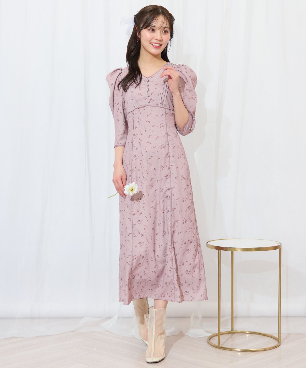 WILLSELECTION「フラワードットパイピングフレアワンピース」|ワンピース|