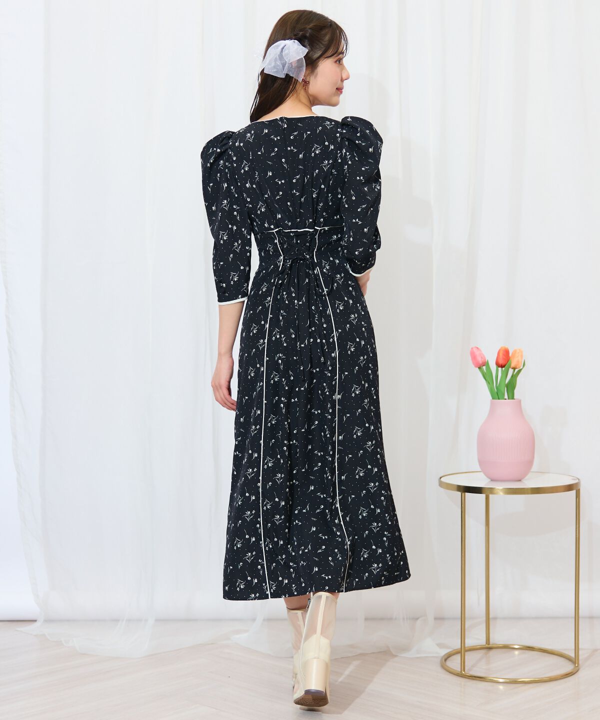 WILLSELECTION「フラワードットパイピングフレアワンピース」|ワンピース|