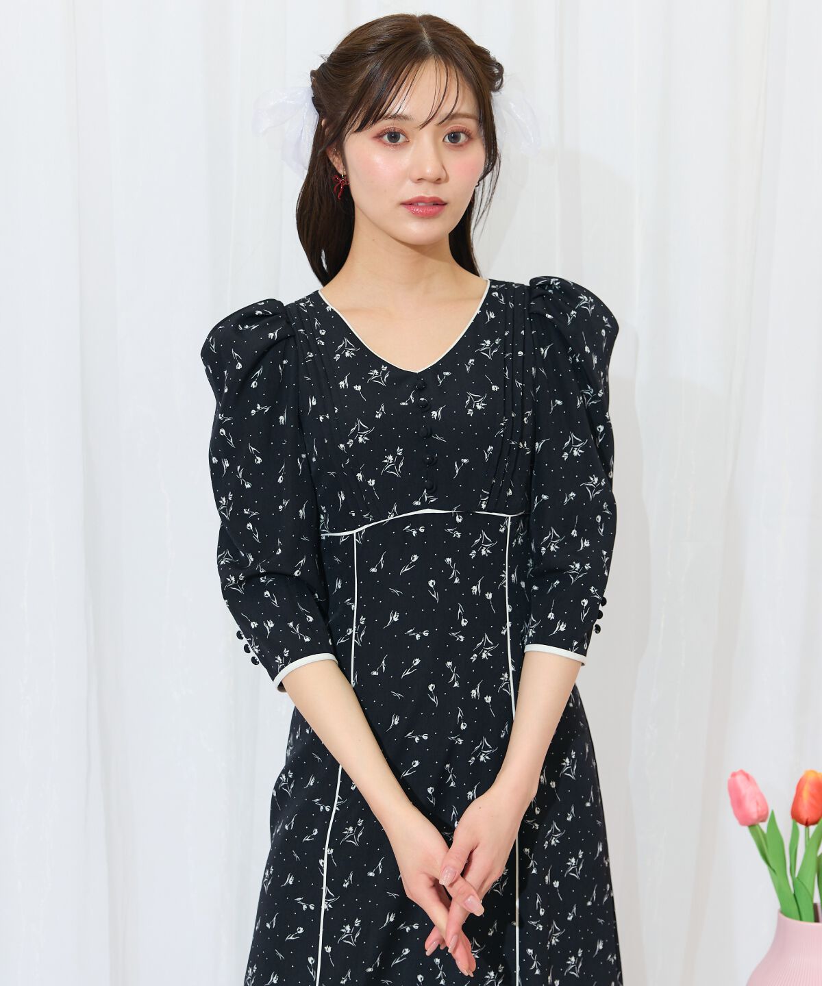 WILLSELECTION「フラワードットパイピングフレアワンピース」|ワンピース|