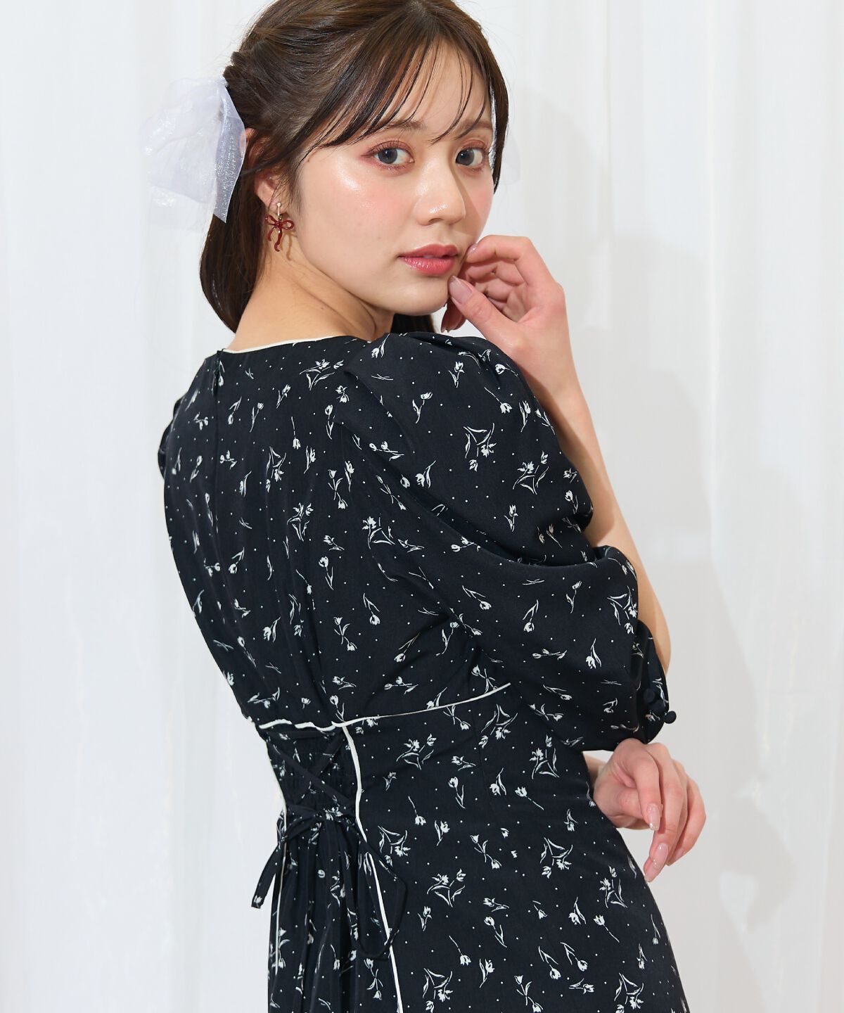 WILLSELECTION「フラワードットパイピングフレアワンピース」|ワンピース|