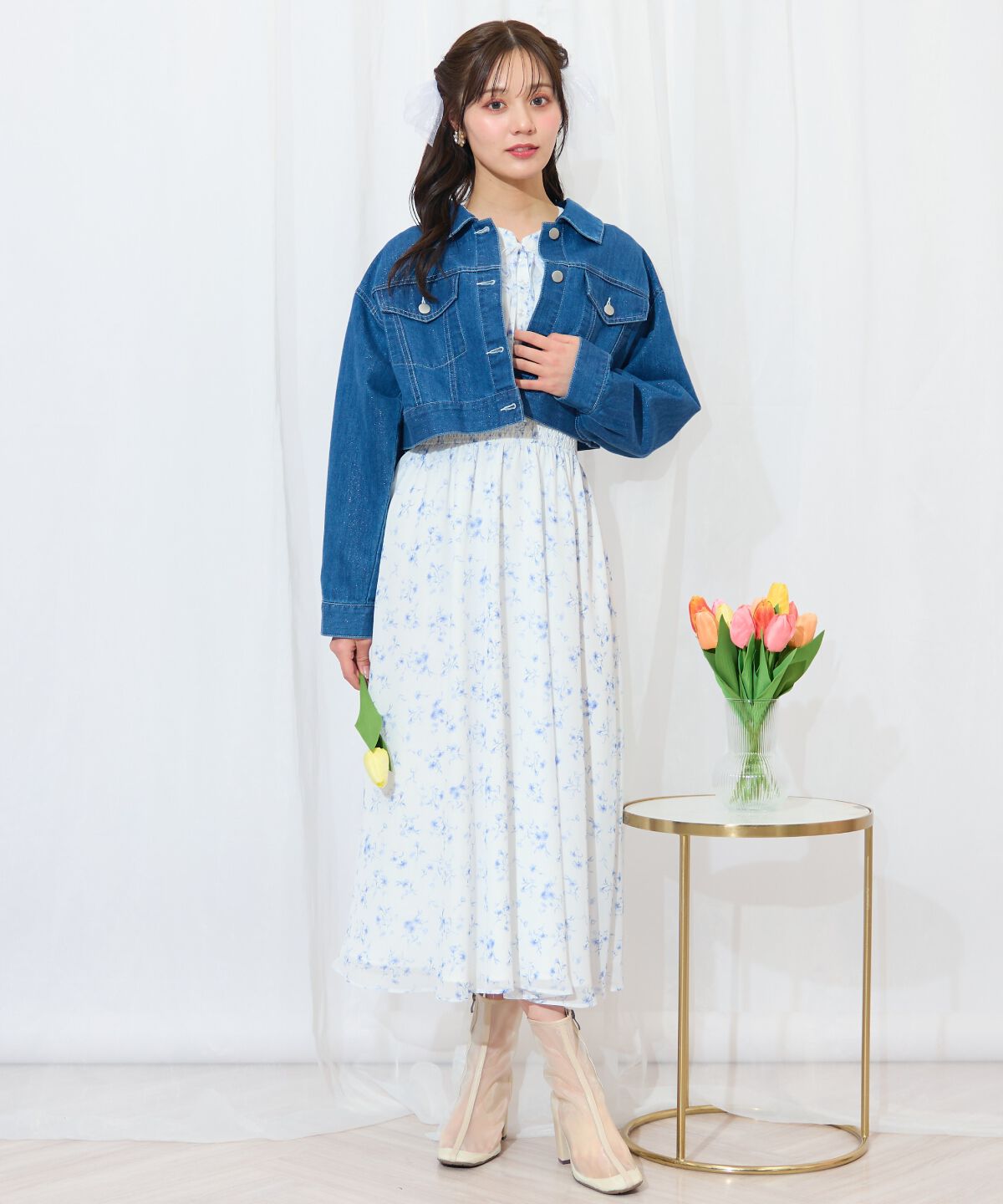 WILLSELECTION「ピンタックウエストシャーリングフラワーワンピース」|ワンピース|