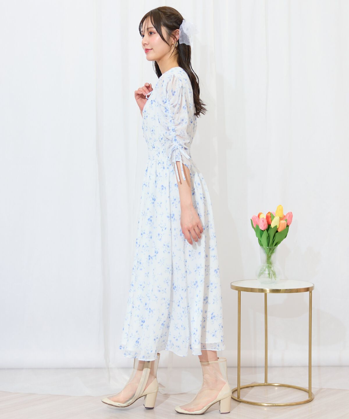 WILLSELECTION「ピンタックウエストシャーリングフラワーワンピース」|ワンピース|