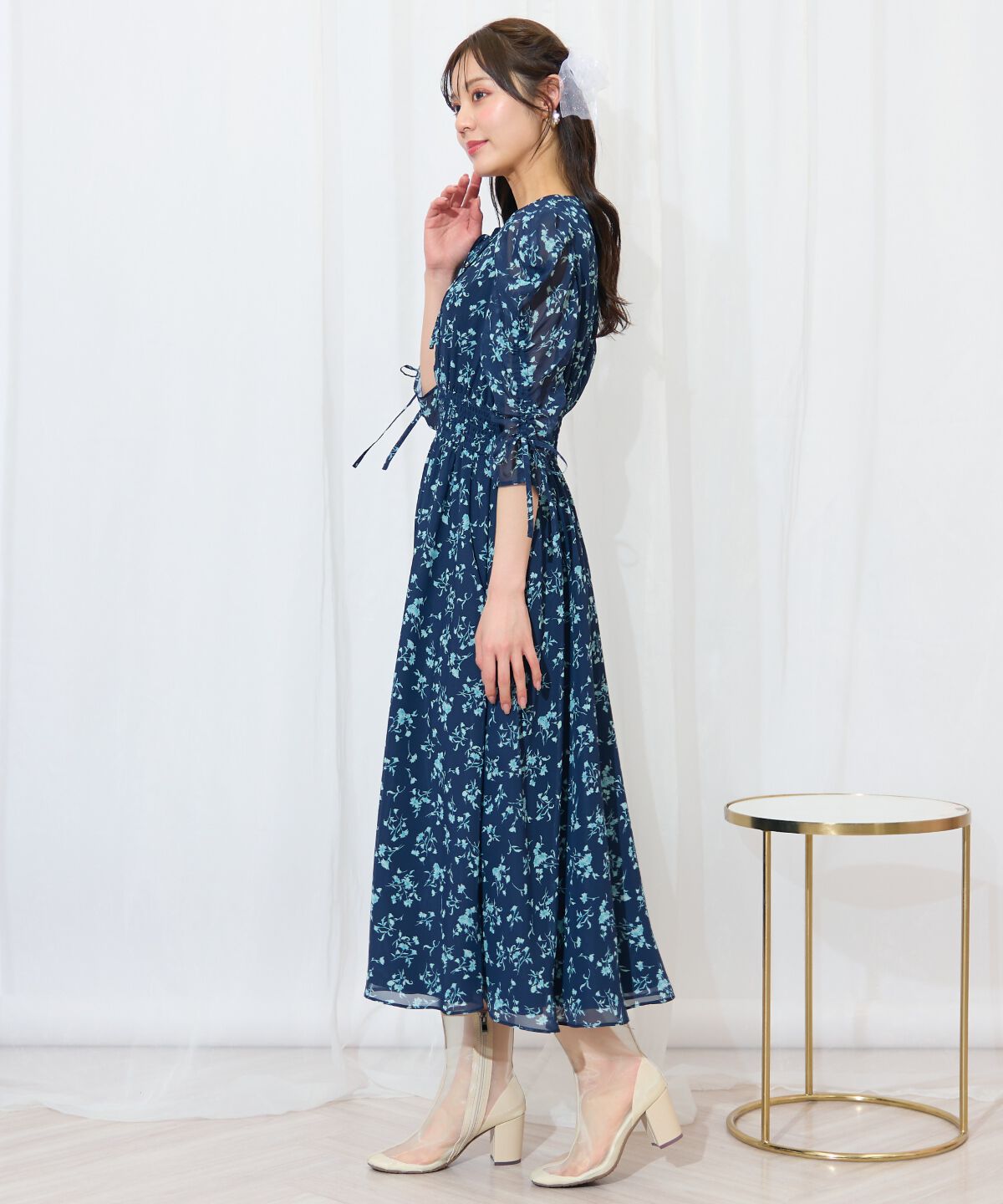 WILLSELECTION「ピンタックウエストシャーリングフラワーワンピース」|ワンピース|