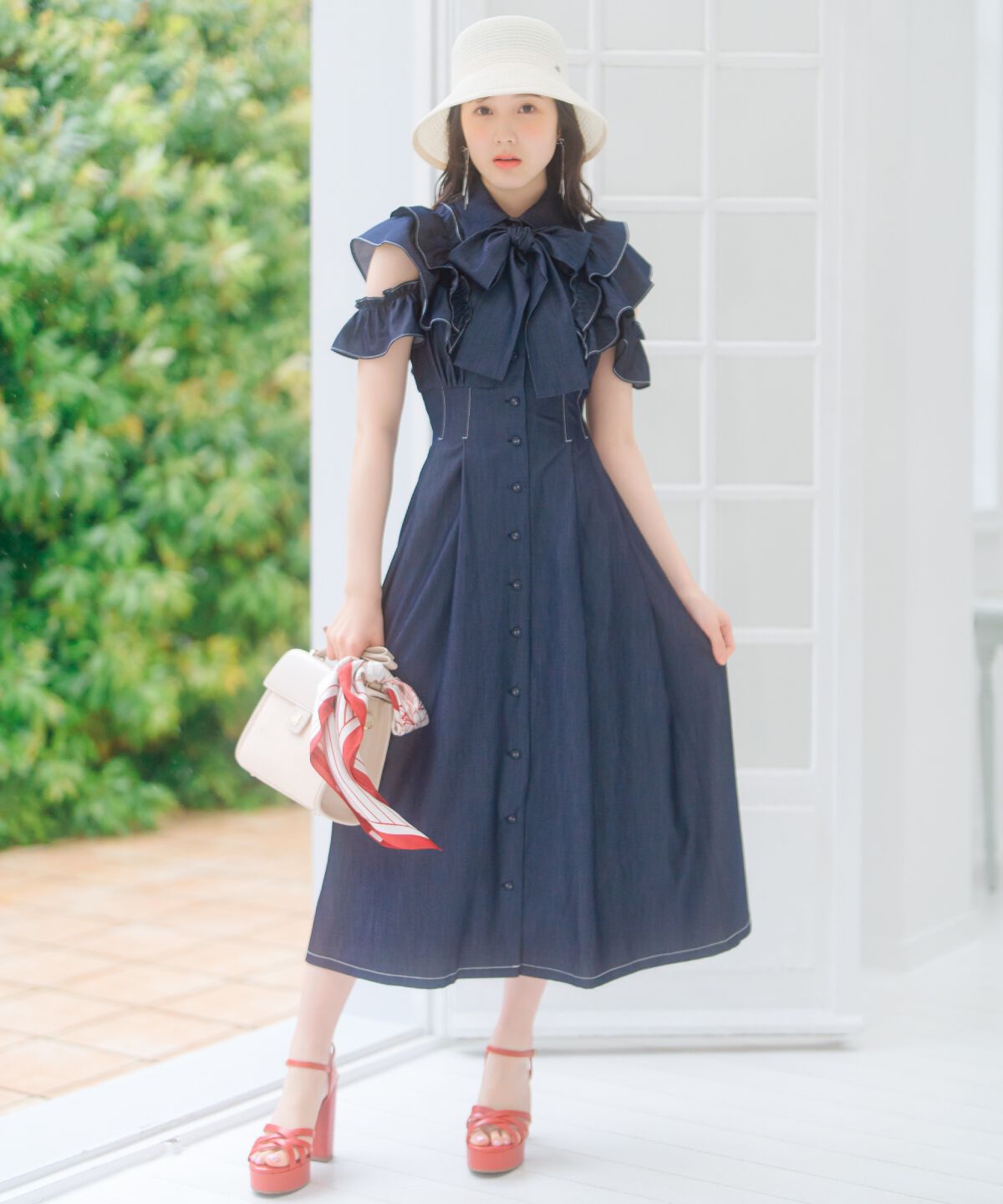 WILLSELECTION「ラッフルスリーブリボンタイワンピース」|ワンピース|