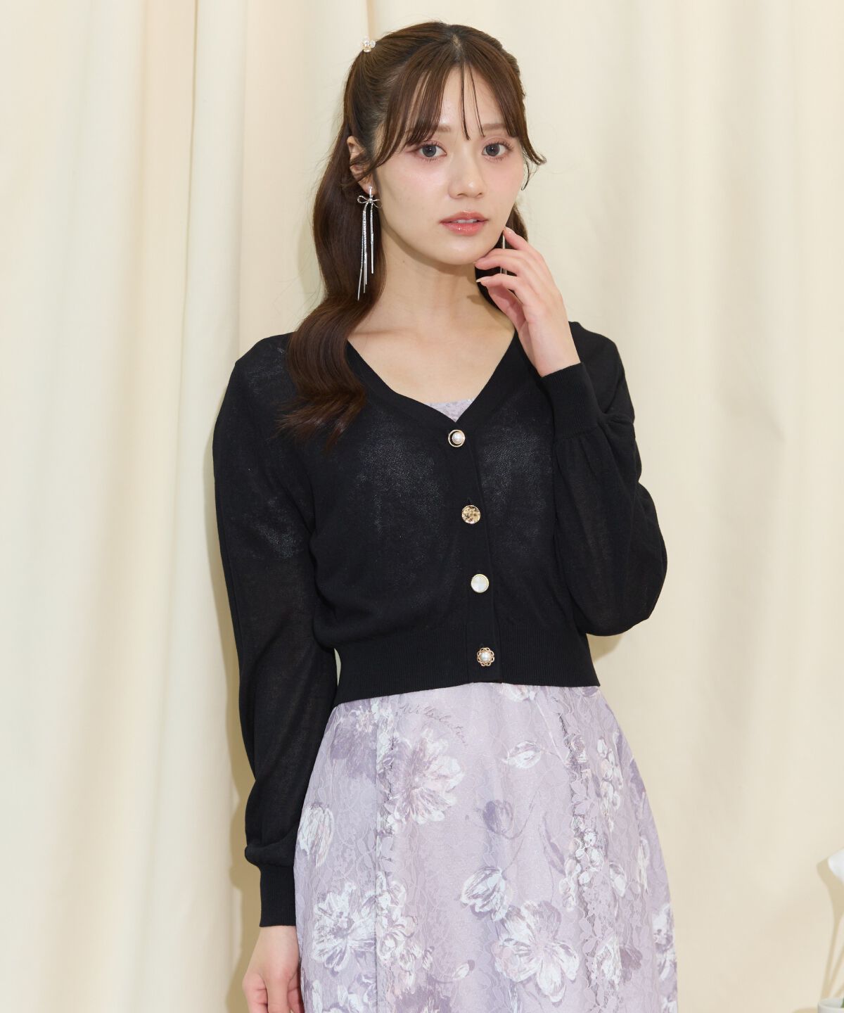 WILLSELECTION「アソートボタンシアーカーディガン」|カーディガン|