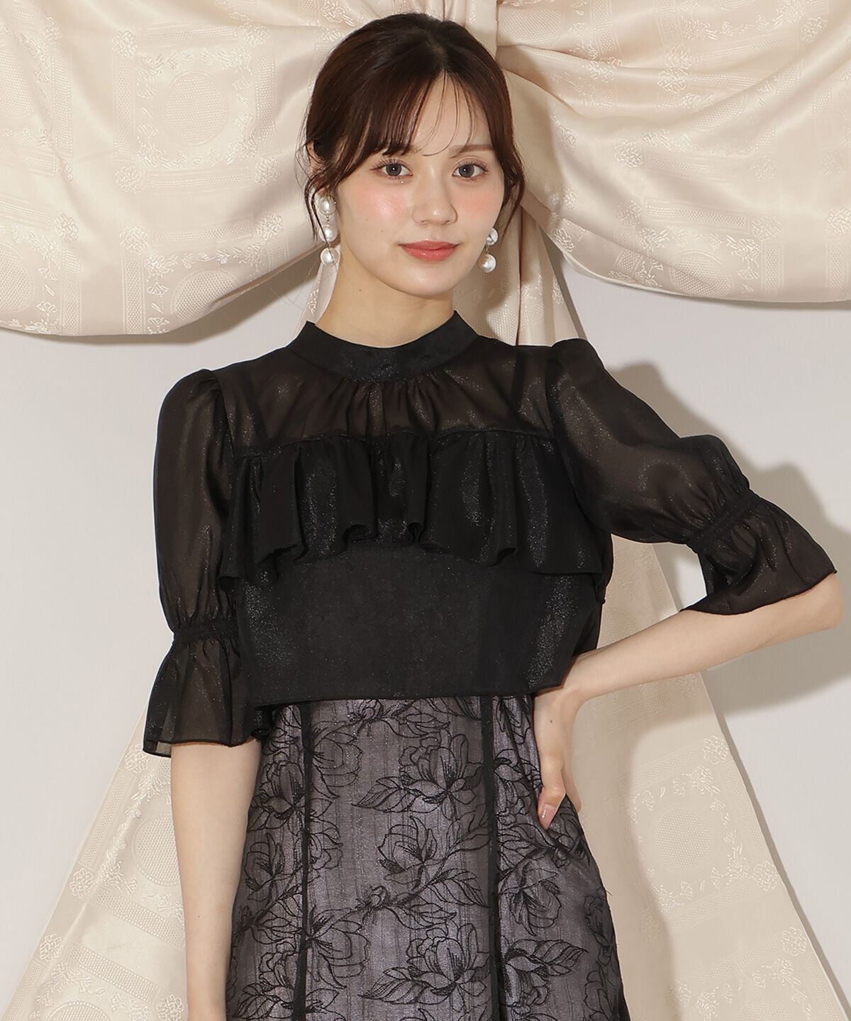 WILLSELECTION「フリル切り替えシフォンブラウス」|シャツ・ブラウス|