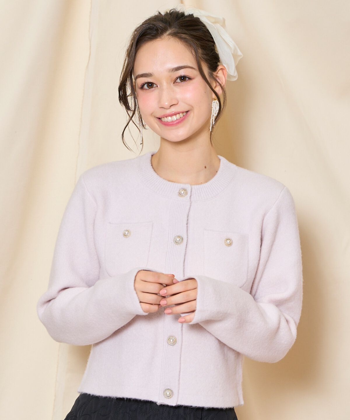 WILLSELECTION「モヘアライクニットジャケット」|カーディガン|ピンク