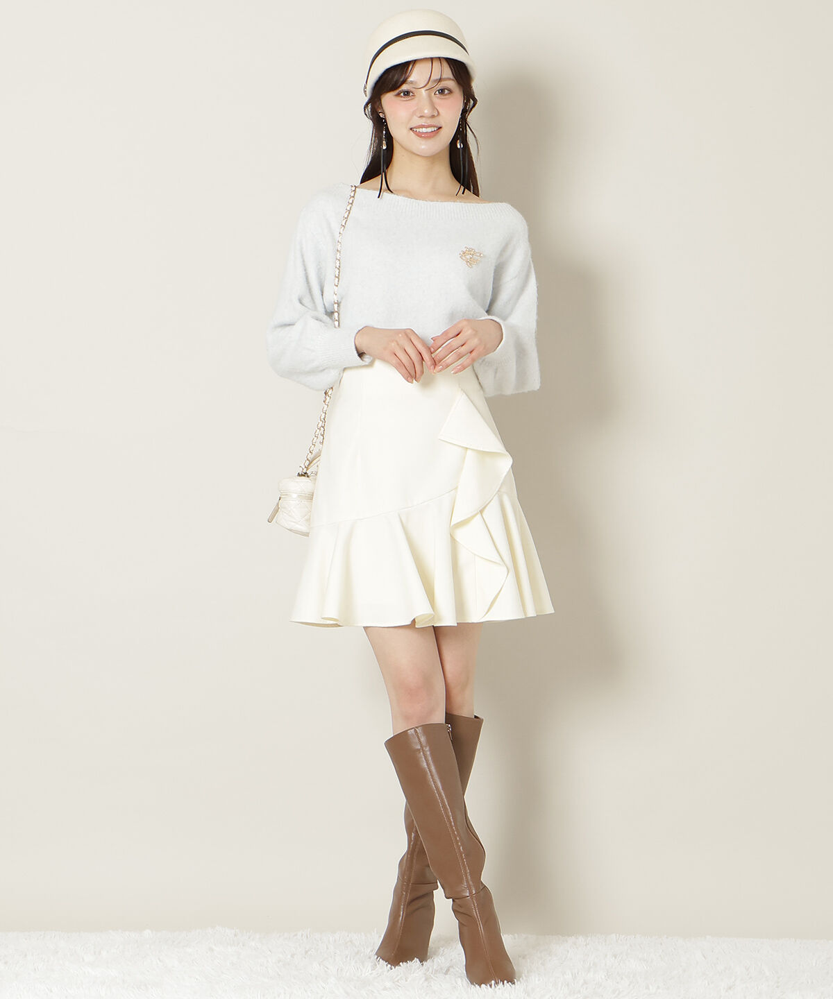 WILLSELECTION「アシメラッフルフリルミニスカート」|フレア|オフ