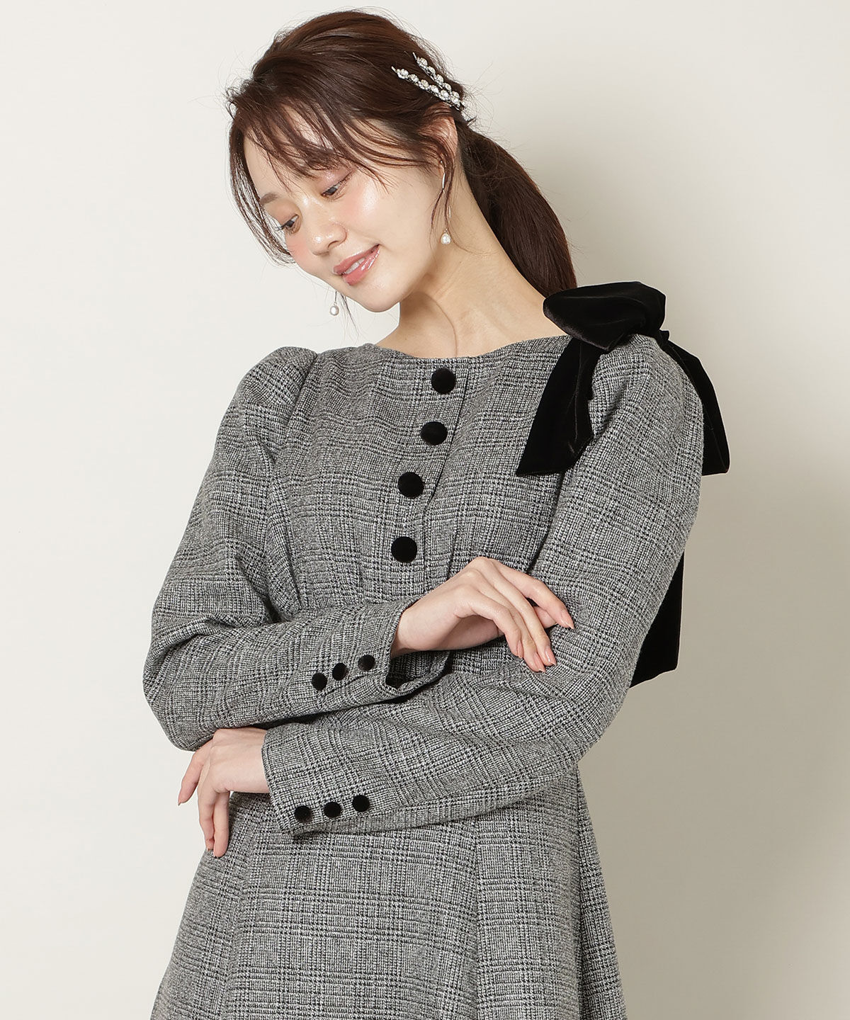 WILLSELECTION「アシメリボンボートネックフレアワンピース」|ワンピース|