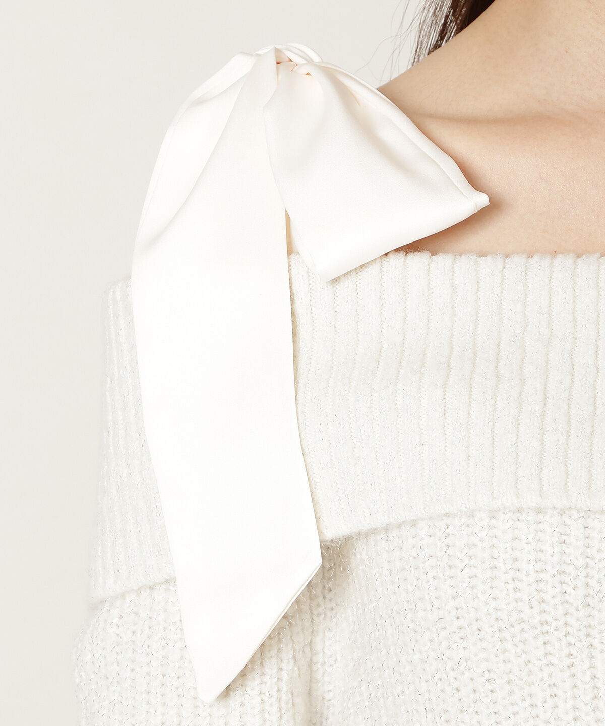 WILLSELECTION「リボンショルダーオフショルニットワンピース」|ワンピース|