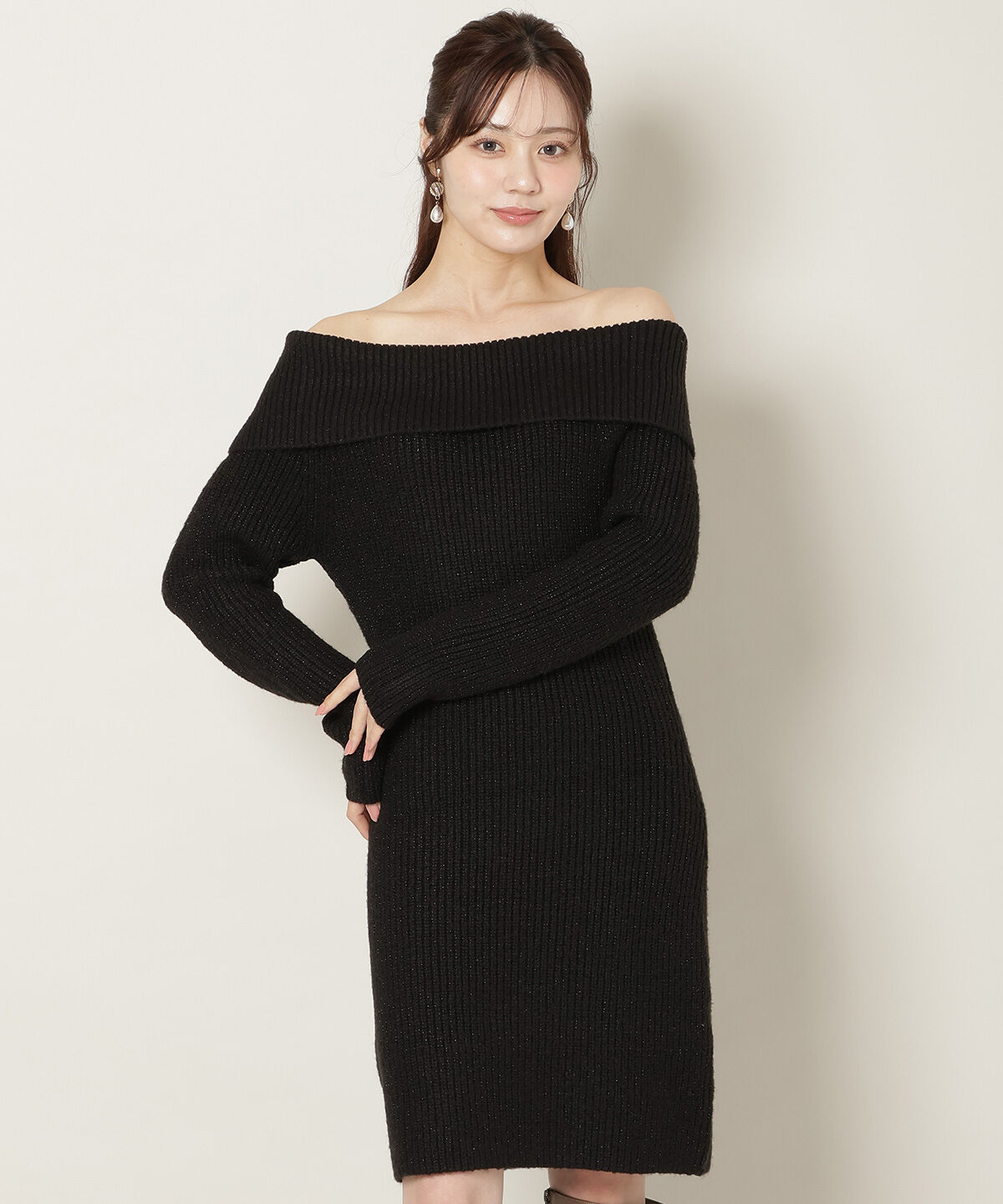 WILLSELECTION「リボンショルダーオフショルニットワンピース」|ワンピース|