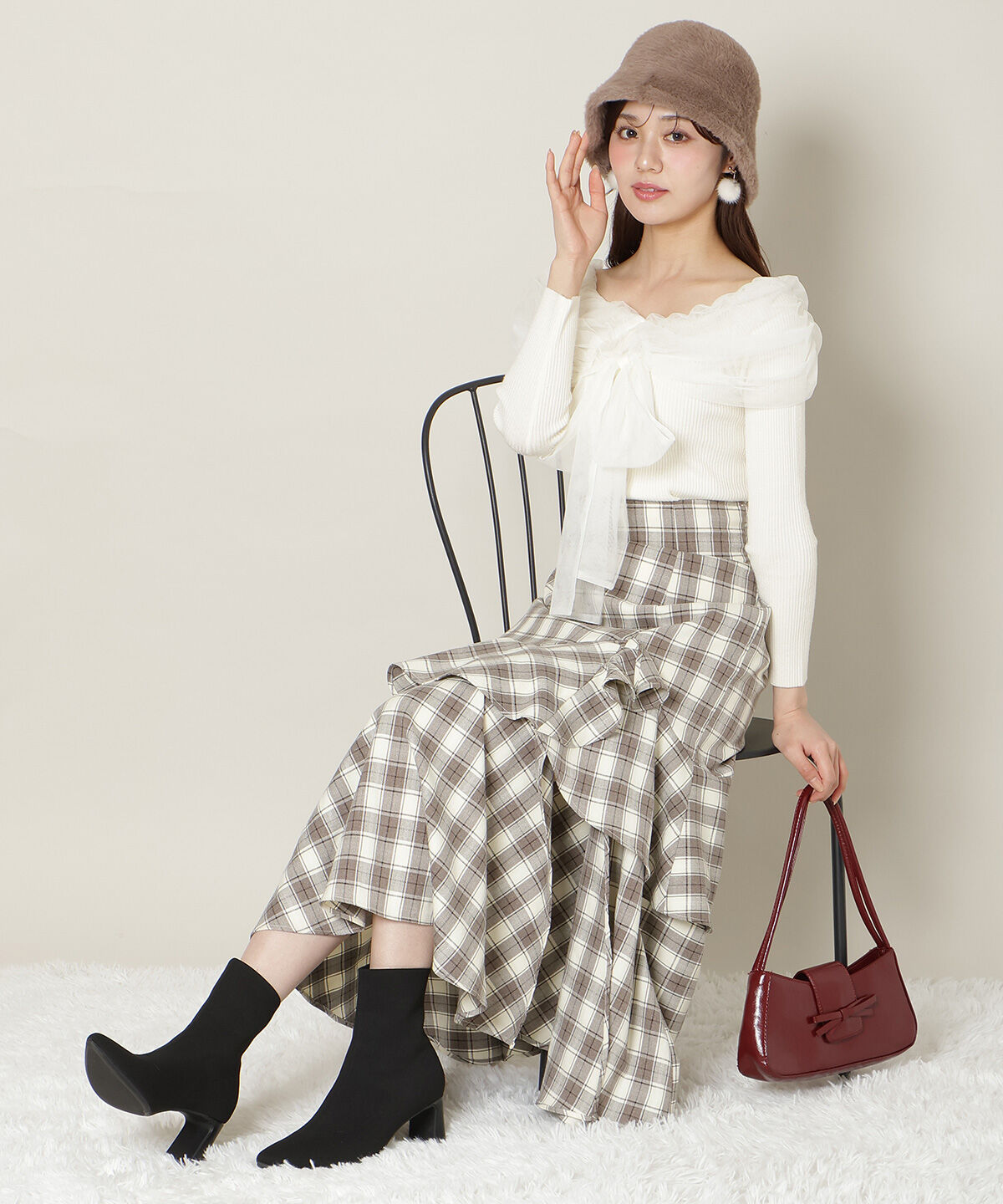 WILLSELECTION「スリットデザインラッフルハイウエストスカート」|フレア|