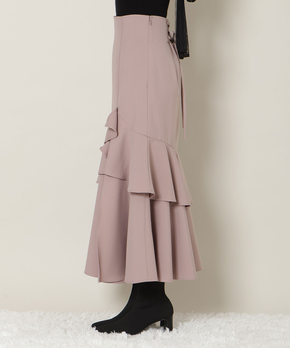 WILLSELECTION「スリットデザインラッフルハイウエストスカート」|フレア|