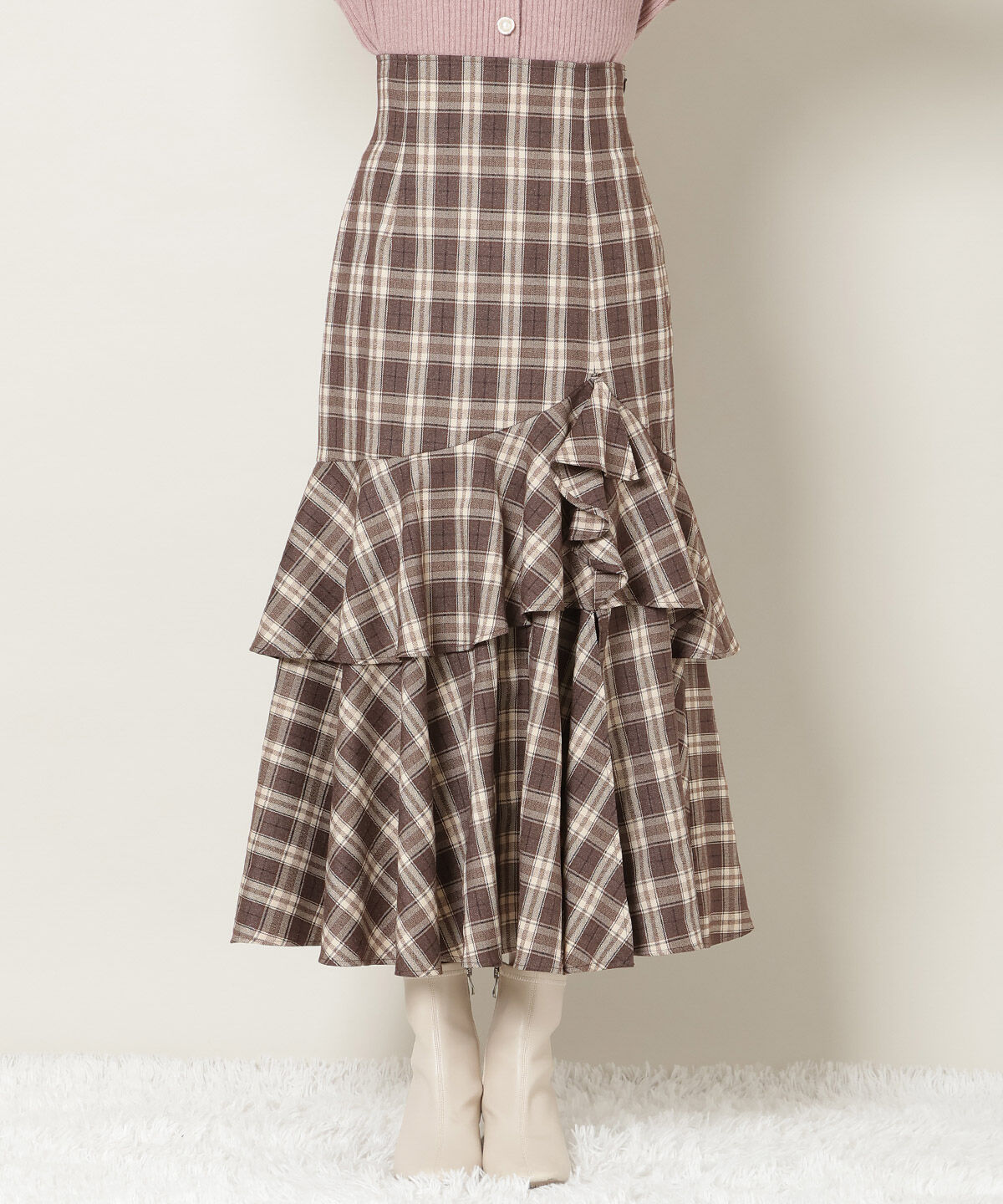 WILLSELECTION「スリットデザインラッフルハイウエストスカート」|フレア|