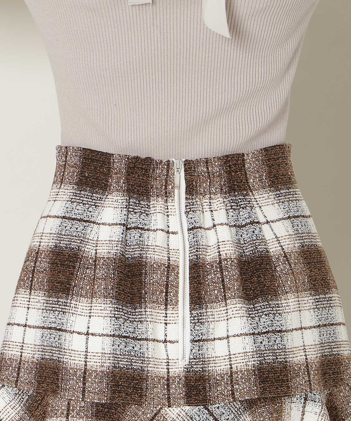 WILLSELECTION「ヘムフレアツイードミニスカート」|フレア|