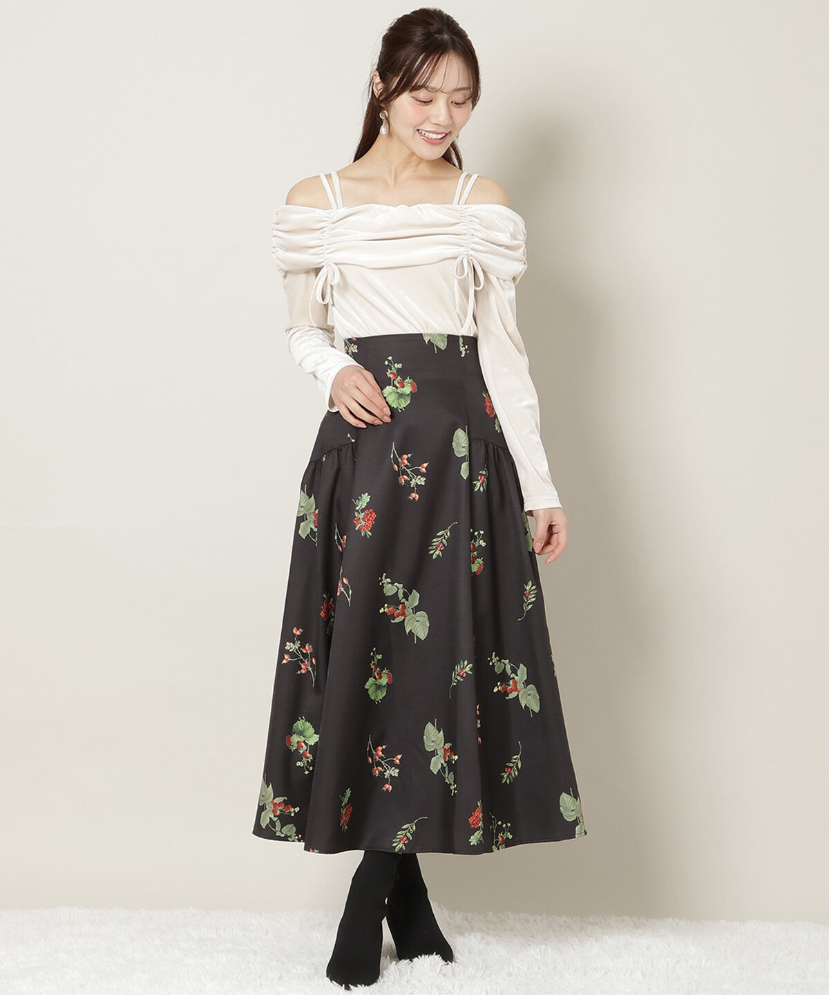 WILLSELECTION「ギャザーオフショルベロアトップス」|ニット・セーター|