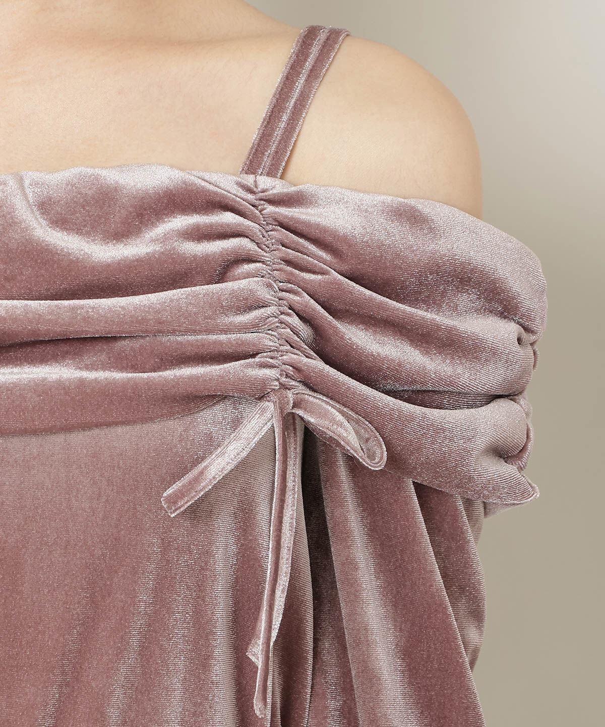 WILLSELECTION「ギャザーオフショルベロアトップス」|ニット・セーター|