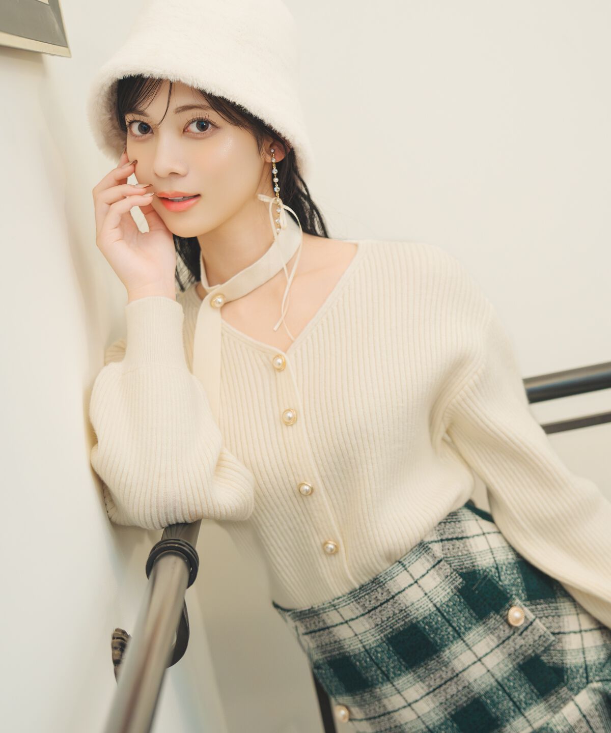 WILLSELECTION「Vネックチョーカーリブニット」|ニット・セーター|オフ