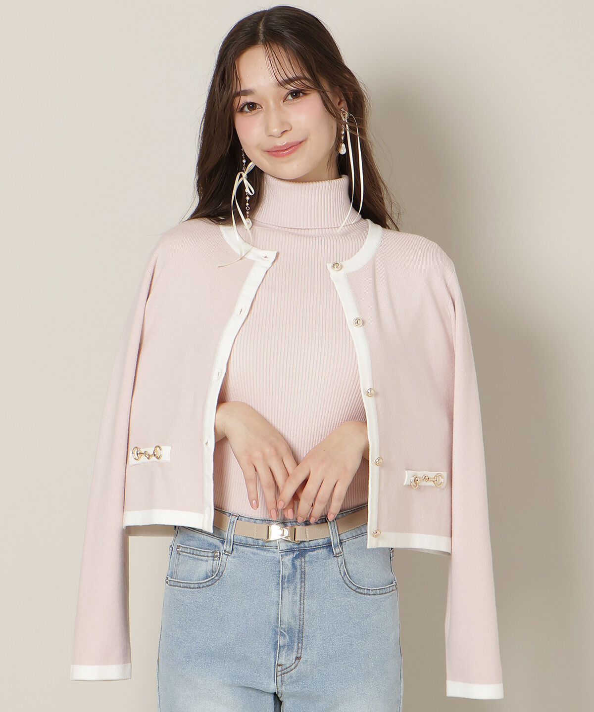 WILLSELECTION「バイカラーアンサンブル」|カーディガン|ベージュ