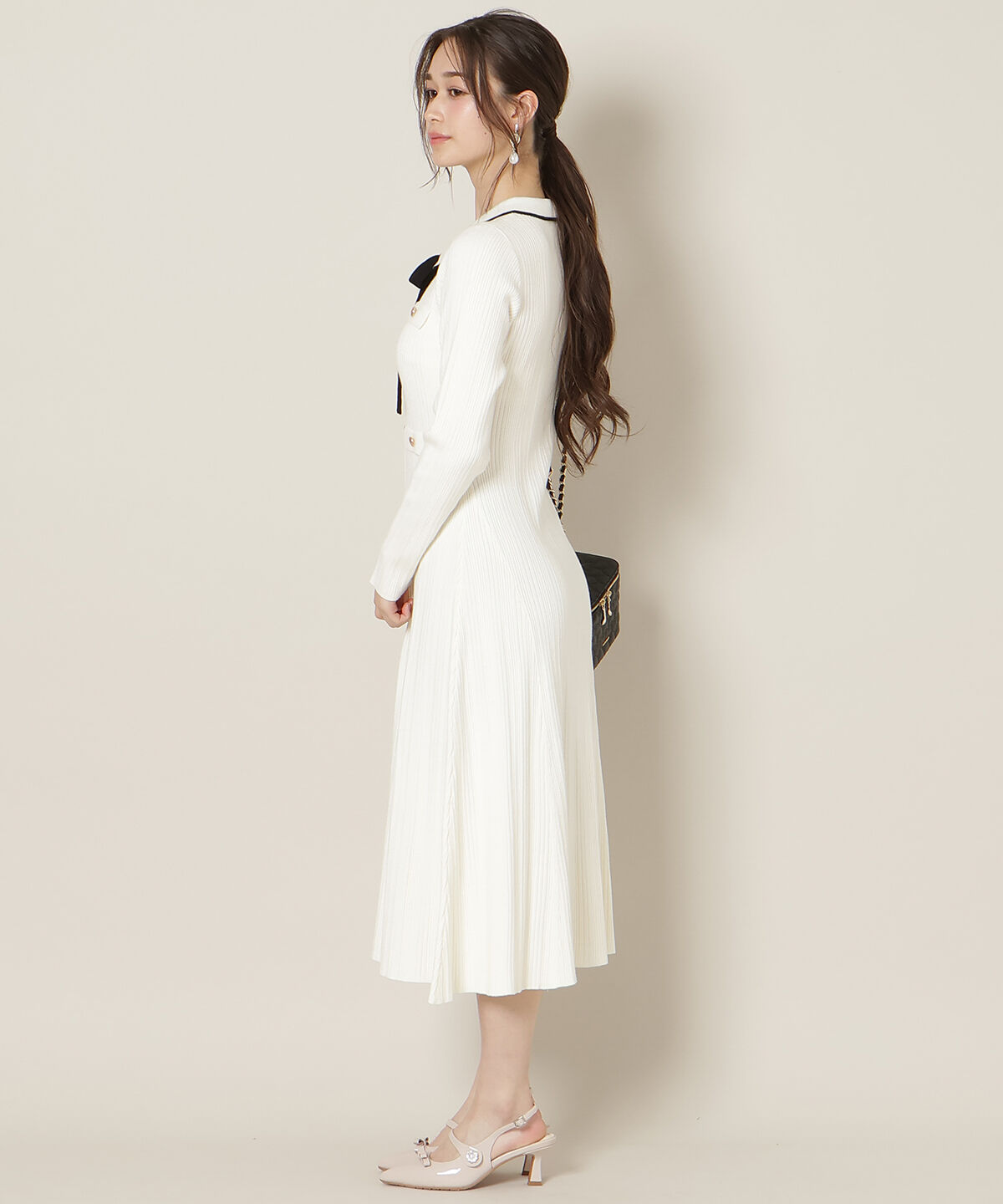 WILLSELECTION「フロントボタンリボンタイニットワンピース」|ワンピース|