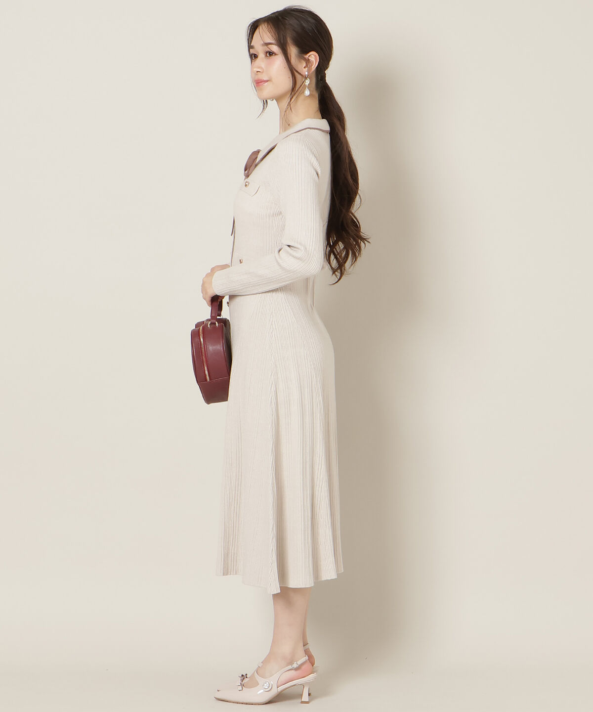 WILLSELECTION「フロントボタンリボンタイニットワンピース」|ワンピース|